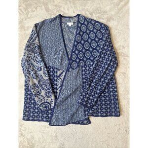 Women’s J.Jill Wrap Cardigan Blue 100% Cotton Size Medium